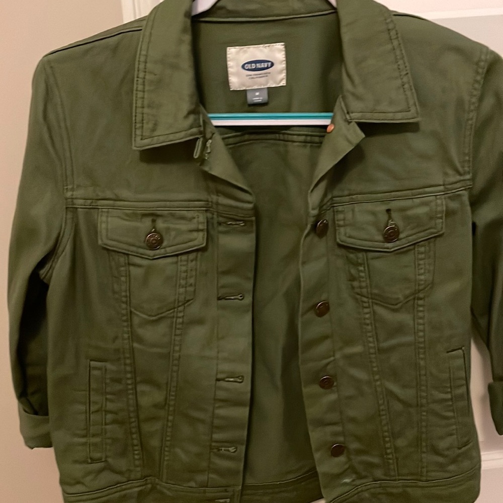 M Old Navy Olive Denim Jacket